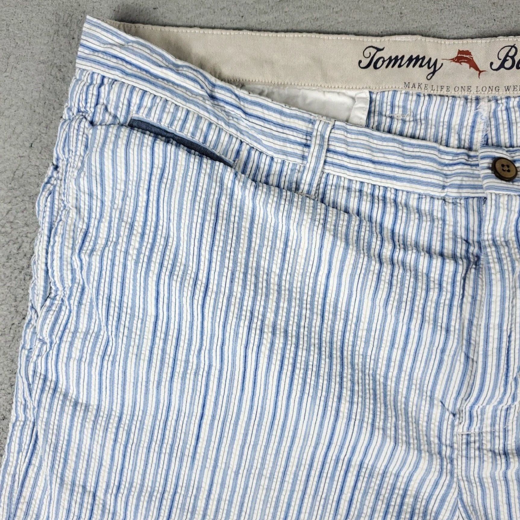 Tommy Bahama VINTAGE Tommy Bahama Shorts Men Size 42 Blue Striped Seersucker Flat Front Chino Size US 42 / EU 58 - 2 Thumbnail