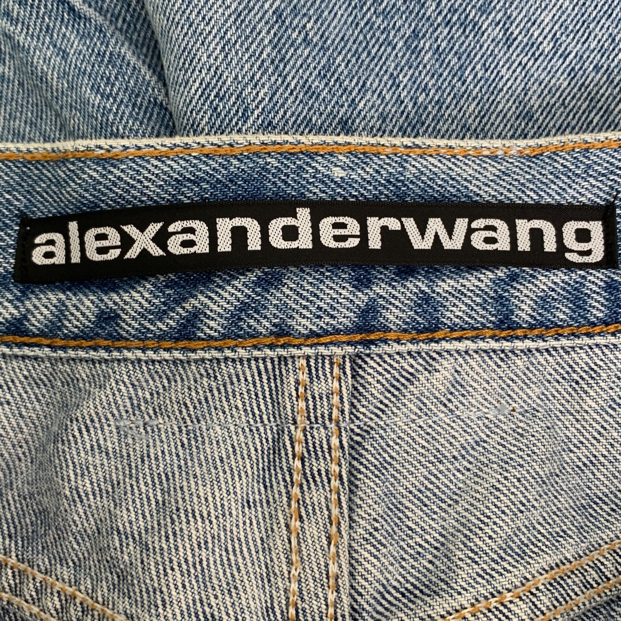 Alexander Wang Alexander Wang Blue Cotton Wide Leg Jeans Size 26 Size 26" / US 2 / IT 38 - 2 Thumbnail