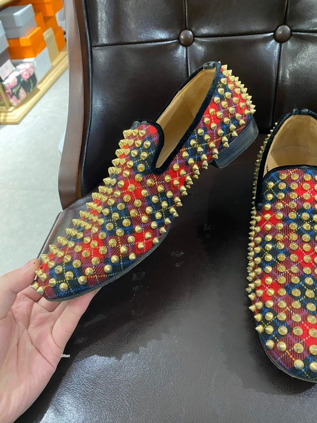 Christian Louboutin Christian Louboutin Men's Used Spiked Shoes 40.5 Size US 7.5 / EU 40-41 - 3 Thumbnail