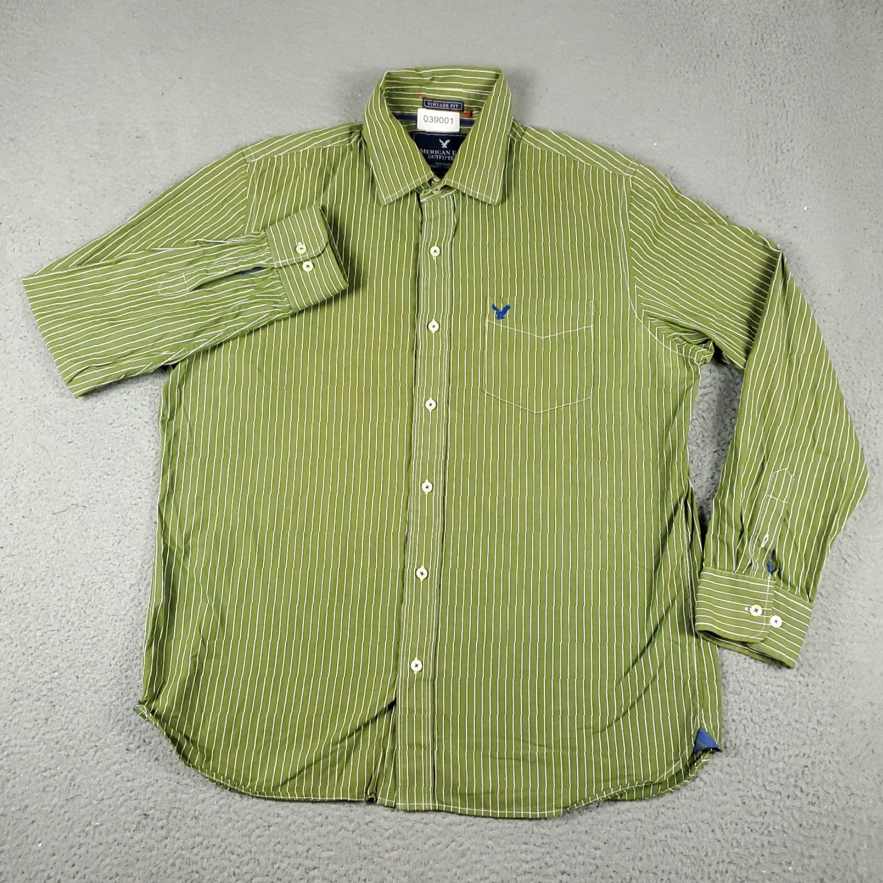 American Eagle Outfitters American Eagle Shirt Mens XL Green Striped Button Up Long Sleeve Casual Size US XL / EU 56 / 4 - 3 Thumbnail