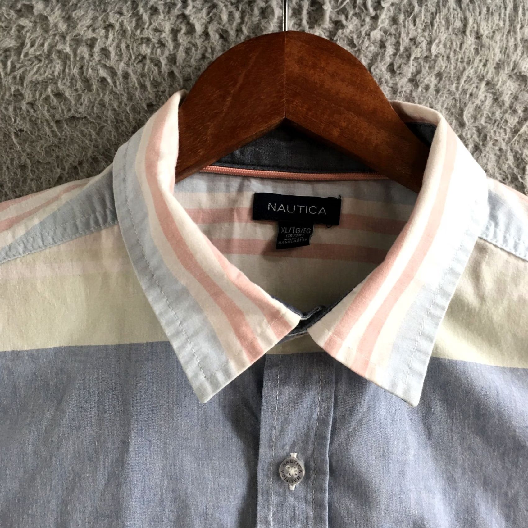 Nautica Nautica Button Up Shirt Mens XL Multi Striped Cotton Blend Short Sleeve Casual Mens XL Button-Up Shirt Size US XL / EU 56 / 4 - 3 Thumbnail