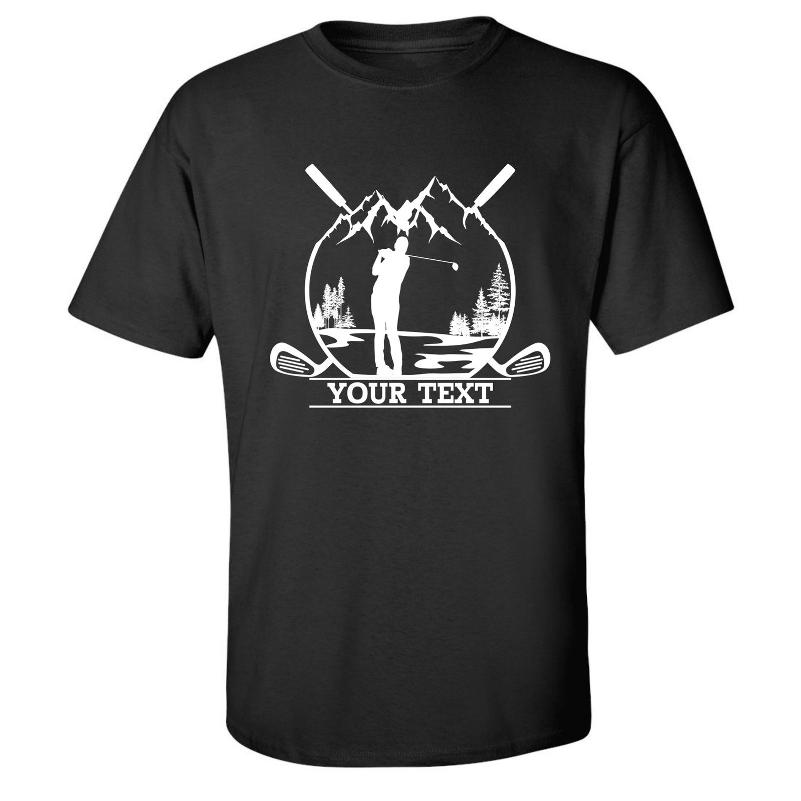 Gildan Personalized Golfer in Nature Scenery Custom Text T-Shirt Size US L / EU 52-54 / 3 - 11 Thumbnail