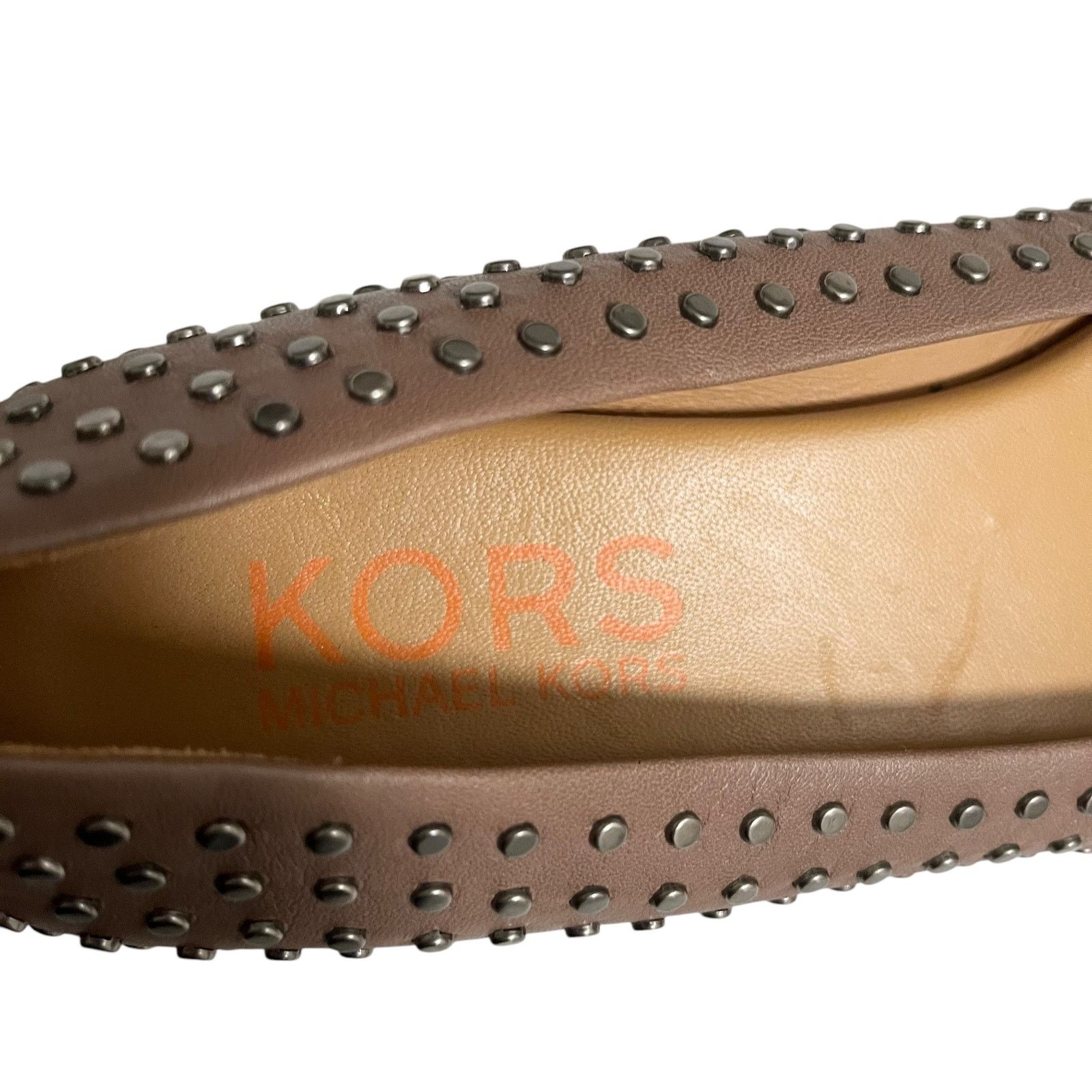 Michael Kors KORS Michael Kors Brown Studded Leather Slip On Ballet Flats Size US 10 / IT 40 - 4 Thumbnail