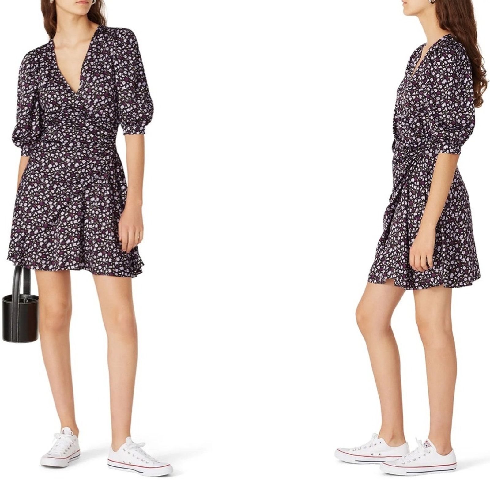 CHINTI & PARKER RTR Chinti & Parker Gabriel Black & Purple Floral Dress Sz 2 Size XS / US 0-2 / IT 36-38 - 1 Thumbnail