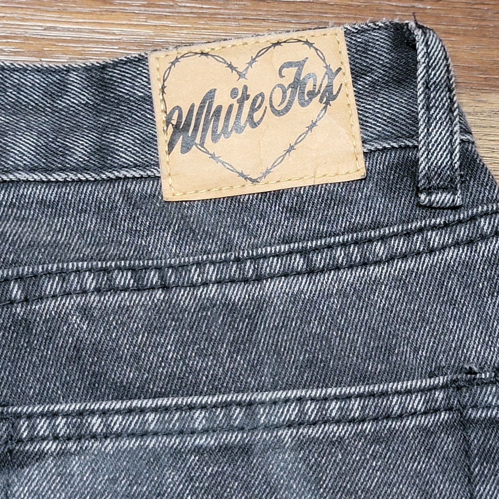 Other White Fox Black Denim Wide Leg Jeans w/ Front Studs - Large Size 30" / US 8 / IT 44 - 5 Thumbnail