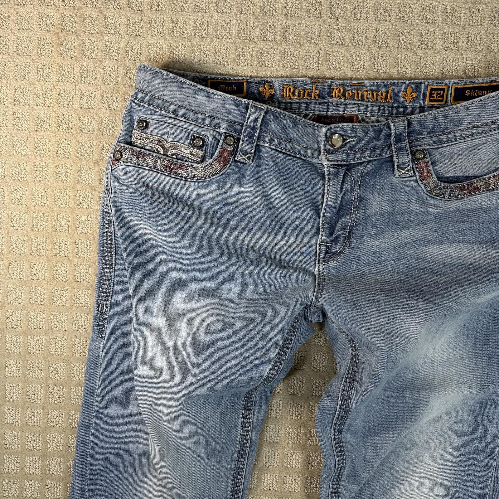 Rock Revival Rock Revival Skinny Jeans Light Wash 32 Size 32" / US 10 / IT 46 - 2 Thumbnail