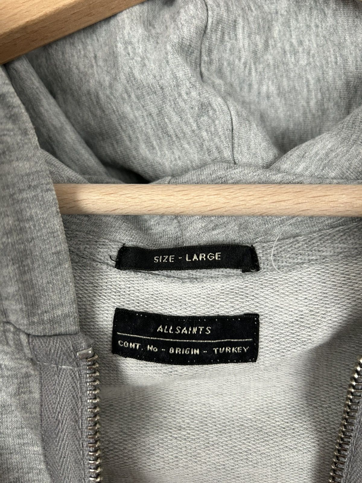 Allsaints AllSaints Grey Zip Up Hoodie Sweatshirt Vintage Streetwear Size US L / EU 52-54 / 3 - 6 Thumbnail