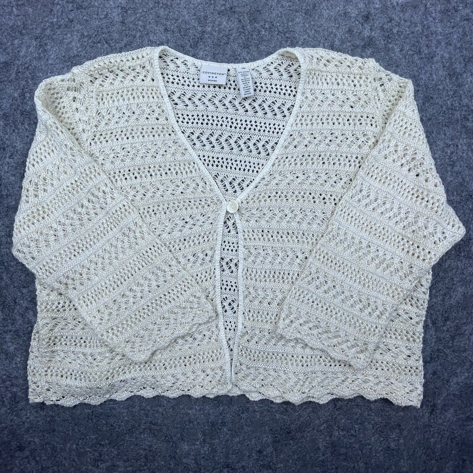 Covington Covington Woman Cardigan XL Open Knit Sweater Gold Metallic Size L / US 10 / IT 46 - 1 Thumbnail