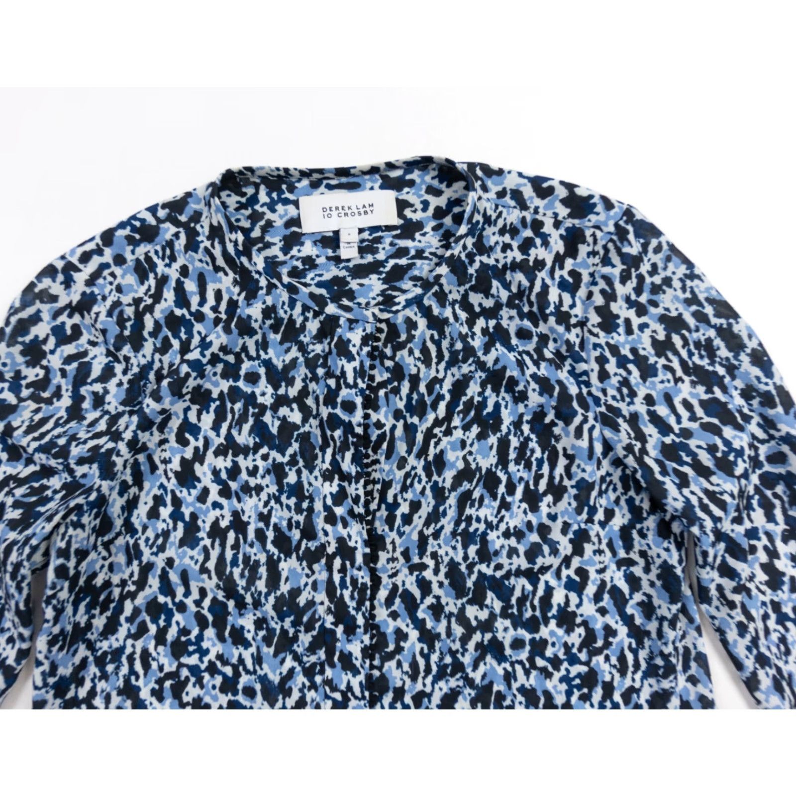 Vintage Derek Lam IO Crosby Shirt Womens 6 Blue Blouse Long Sleeve Ladies Size M / US 6-8 / IT 42-44 - 2 Thumbnail