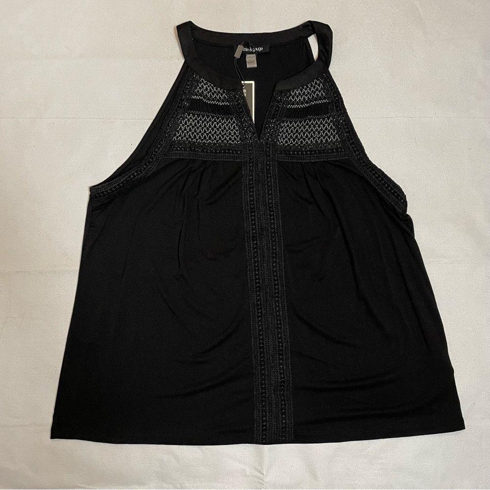 Other NWT New Cable & Gauge Sleeveless Embroidered Black Viscose Size XL / US 12-14 / IT 48-50 - 5 Thumbnail