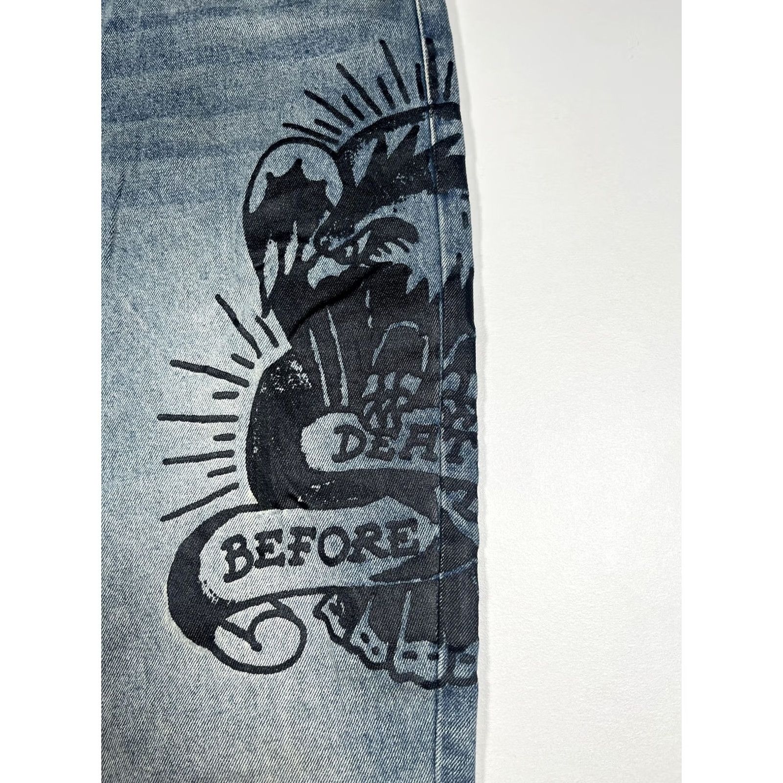 Ed Hardy Ed Hardy Jeans Mens 40 Blue Denim Straight Leg Tattoo Distressed MEHD8301-1 Jeans Size US 40 / EU 56 - 5 Thumbnail