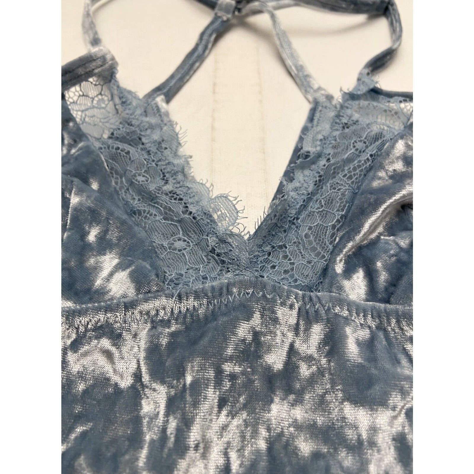Vintage Aerie Bralette Women XS Velvet Blue Crop Halter Womens Size XS / US 0-2 / IT 36-38 - 3 Thumbnail