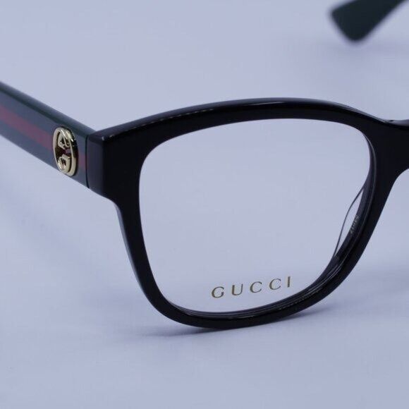 Gucci Gucci GG0038ON 011 Eyeglasses Black/Green 54mm Square Frame Size ONE SIZE - 5 Thumbnail