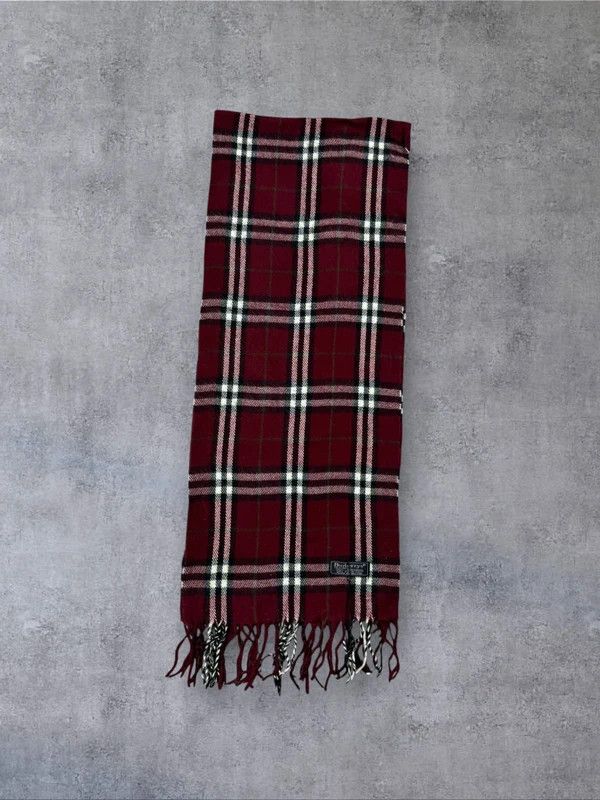 Burberry Vintage Burberry full pattern scarf burgundy wool og Size ONE SIZE - 5 Thumbnail