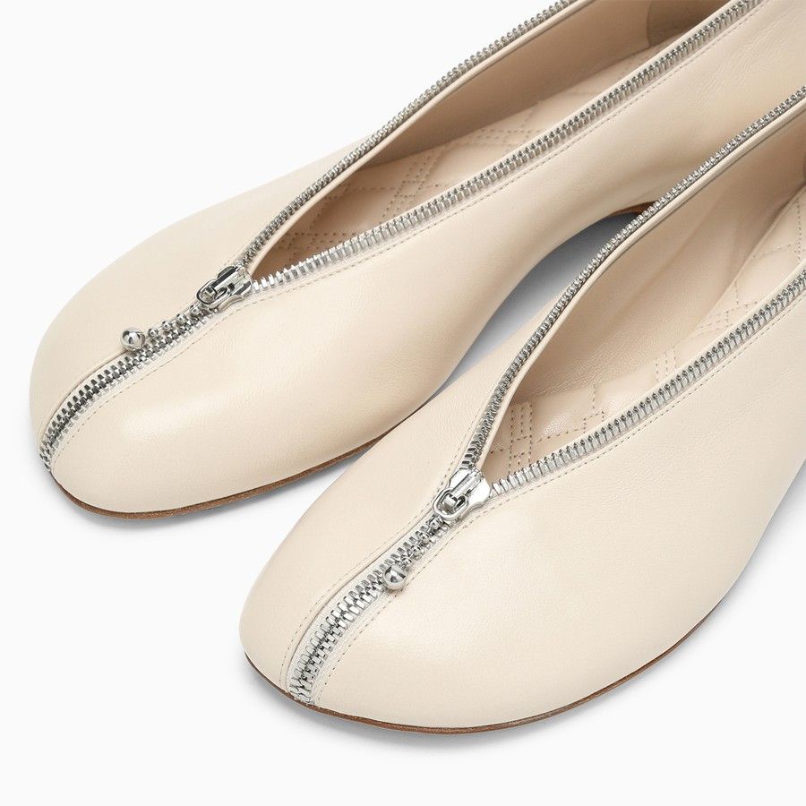 Burberry o1d2blof0824 Leather Zip Ballerina in Beige Size US 10 / IT 40 - 5 Thumbnail