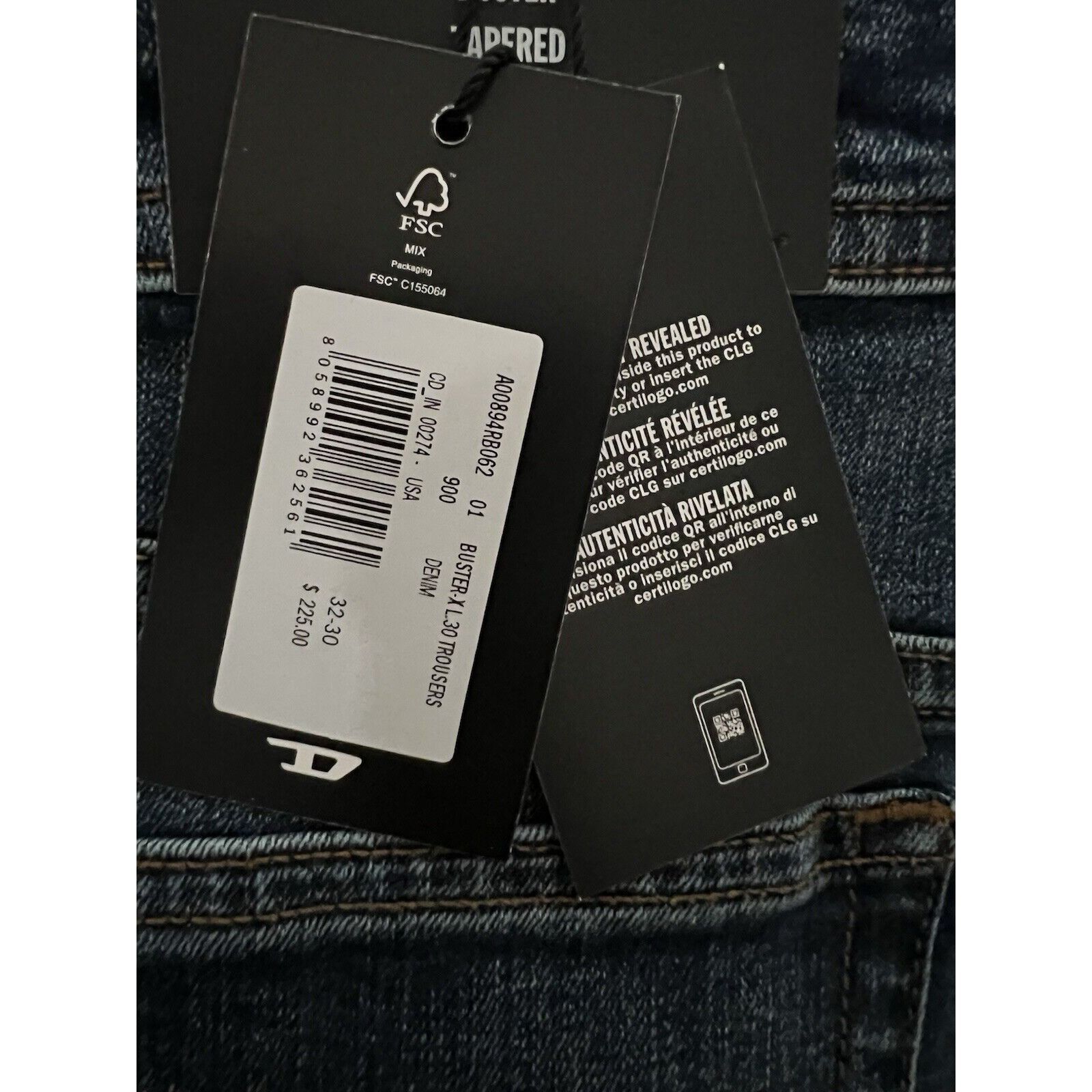 Diesel Diesel Mens Buster Tapered Jeans RB062 Blue $225 Size 32/30 Size US 32 / EU 48 - 7 Thumbnail