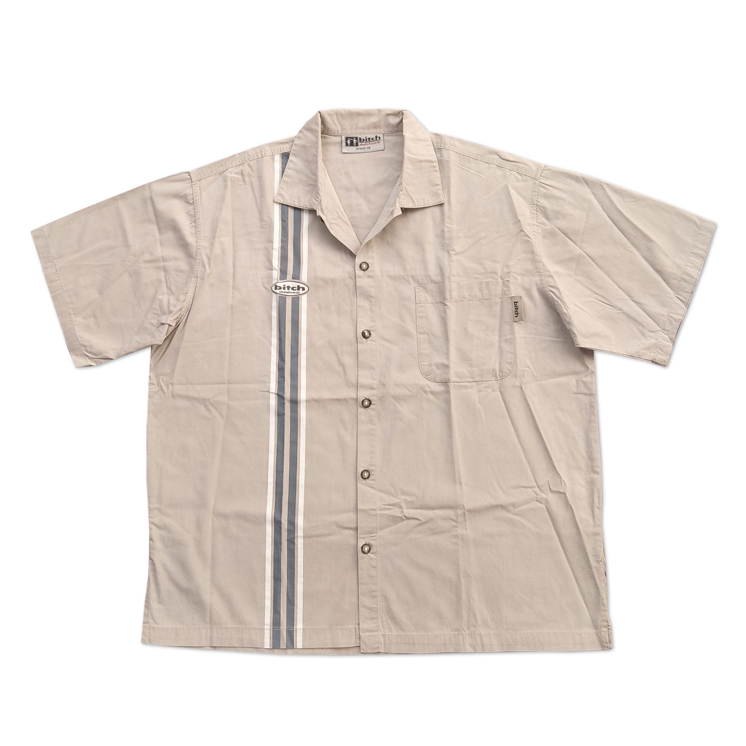 4GSELLER Vintage 90s BITCH SKATEBOARDS Open Collar Shirt Size US M / EU 48-50 / 2 - 1 Thumbnail
