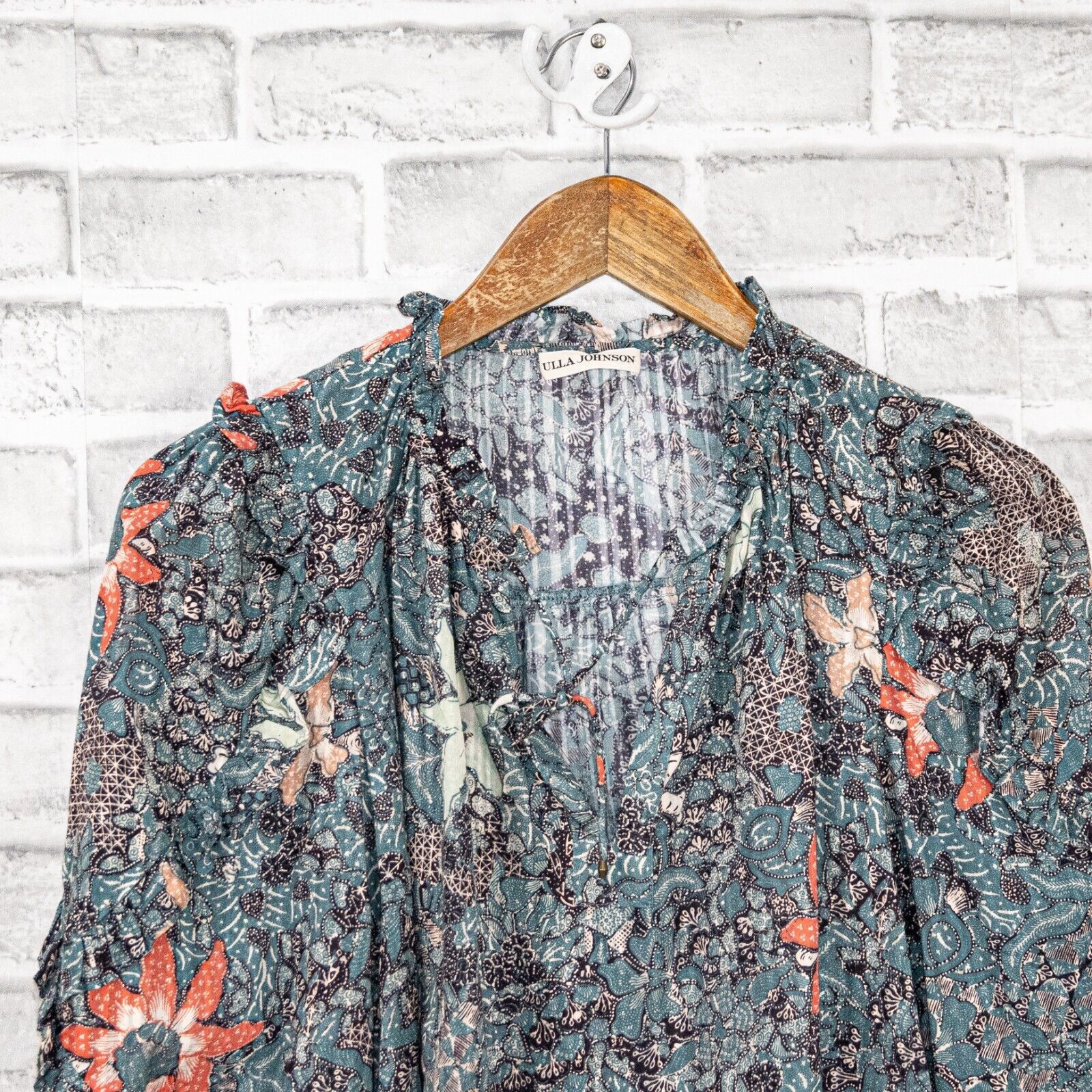 Ulla Johnson Ulla Johnson Manet Blouse Azul Floral BOHO Ruffle trime 0 Size XS / US 0-2 / IT 36-38 - 7 Thumbnail