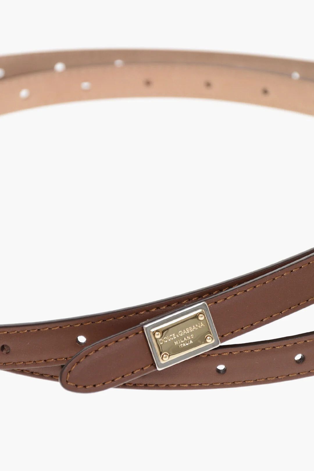 Dolce & Gabbana og1mm0426 Size: 80 / Slim Leather Belt in Brown Size ONE SIZE - 4 Thumbnail