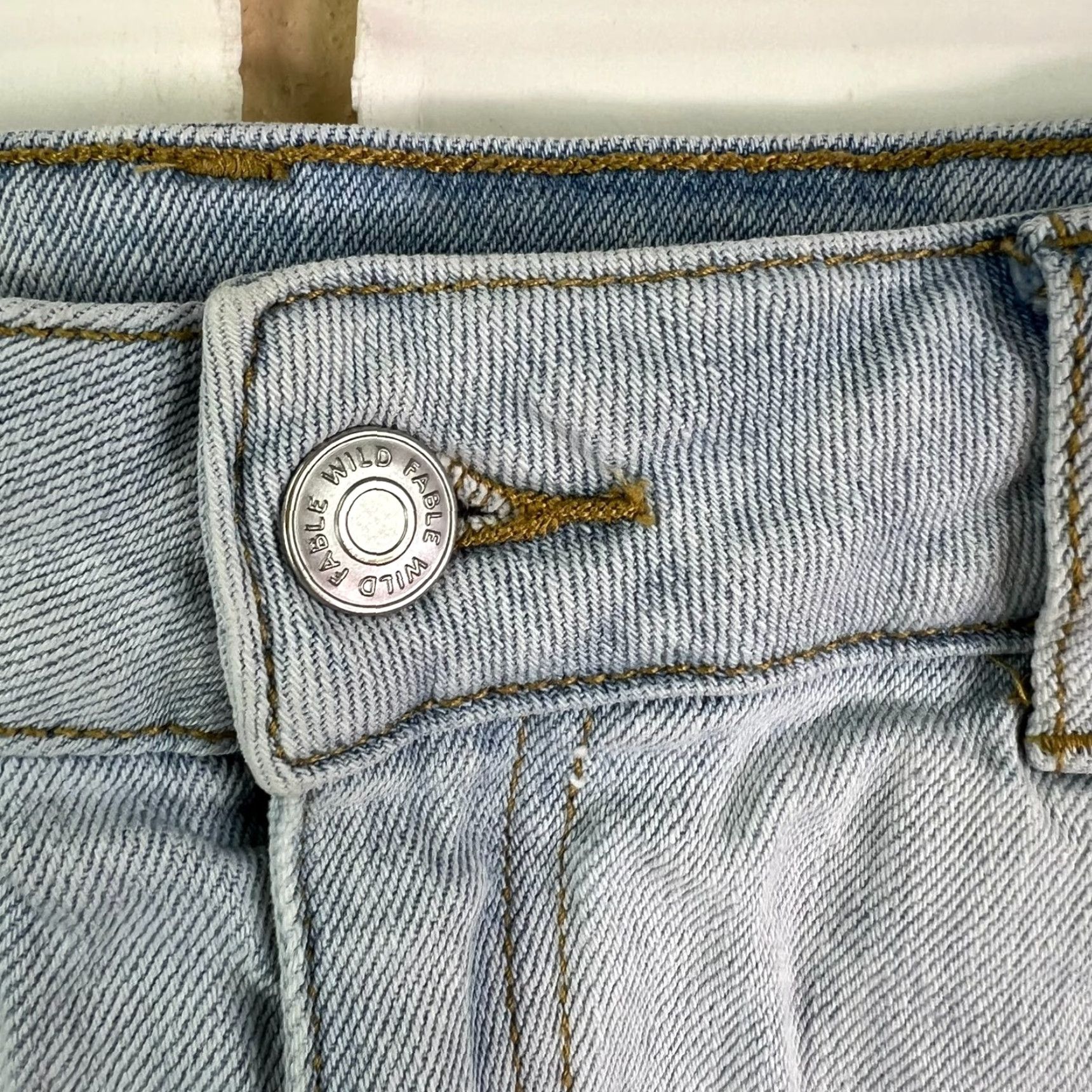 Vintage Wild Fable Denim Jean Mini Skirt Womens Size 8 Blue 30X16 Fringe Distressed Size 30" / US 8 / IT 44 - 3 Thumbnail
