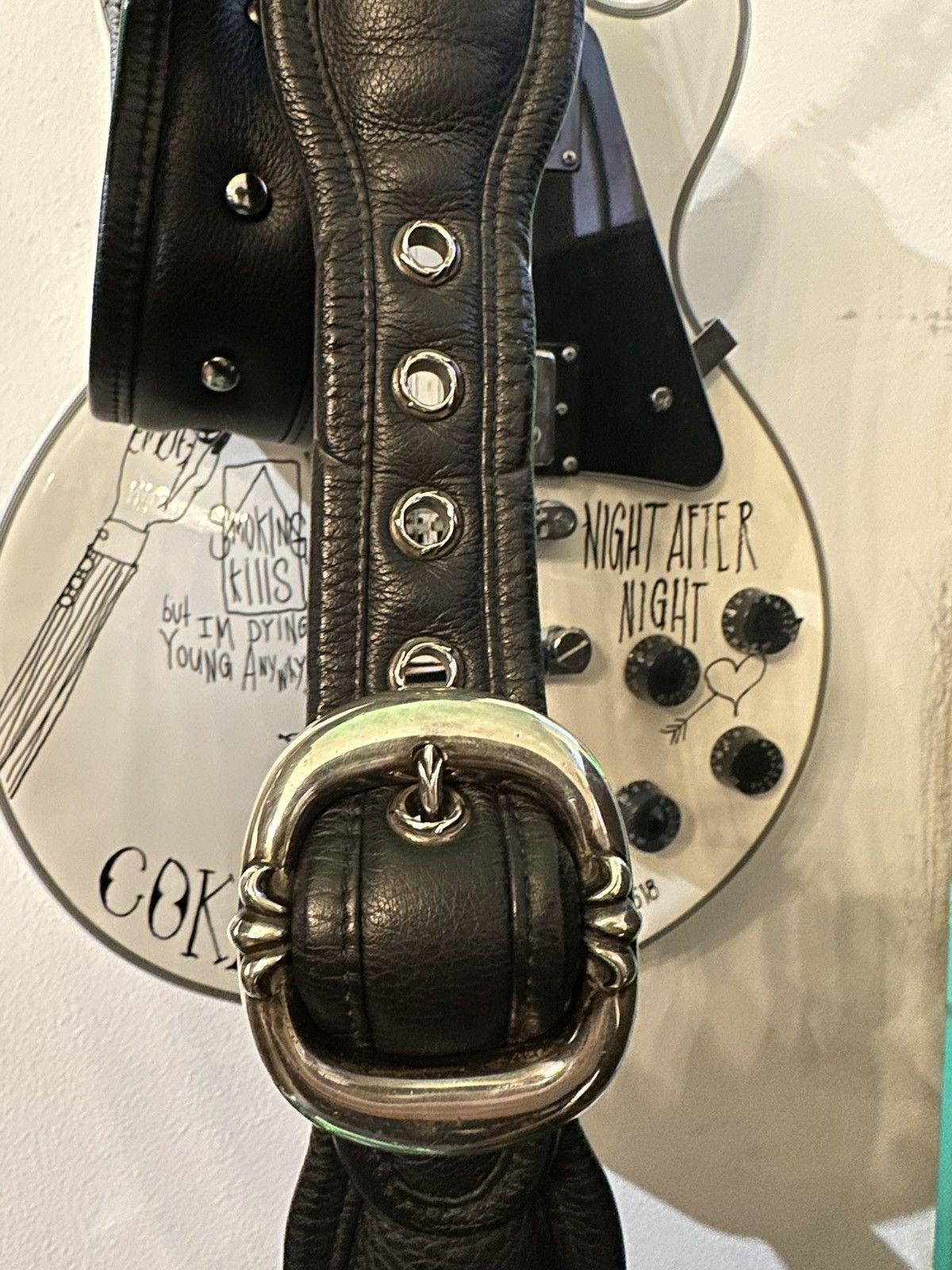 Chrome Hearts CHROME HEARTS LEATHER CROSS GUITAR STRAP GUN SLINGER BELT Size ONE SIZE - 12 Thumbnail