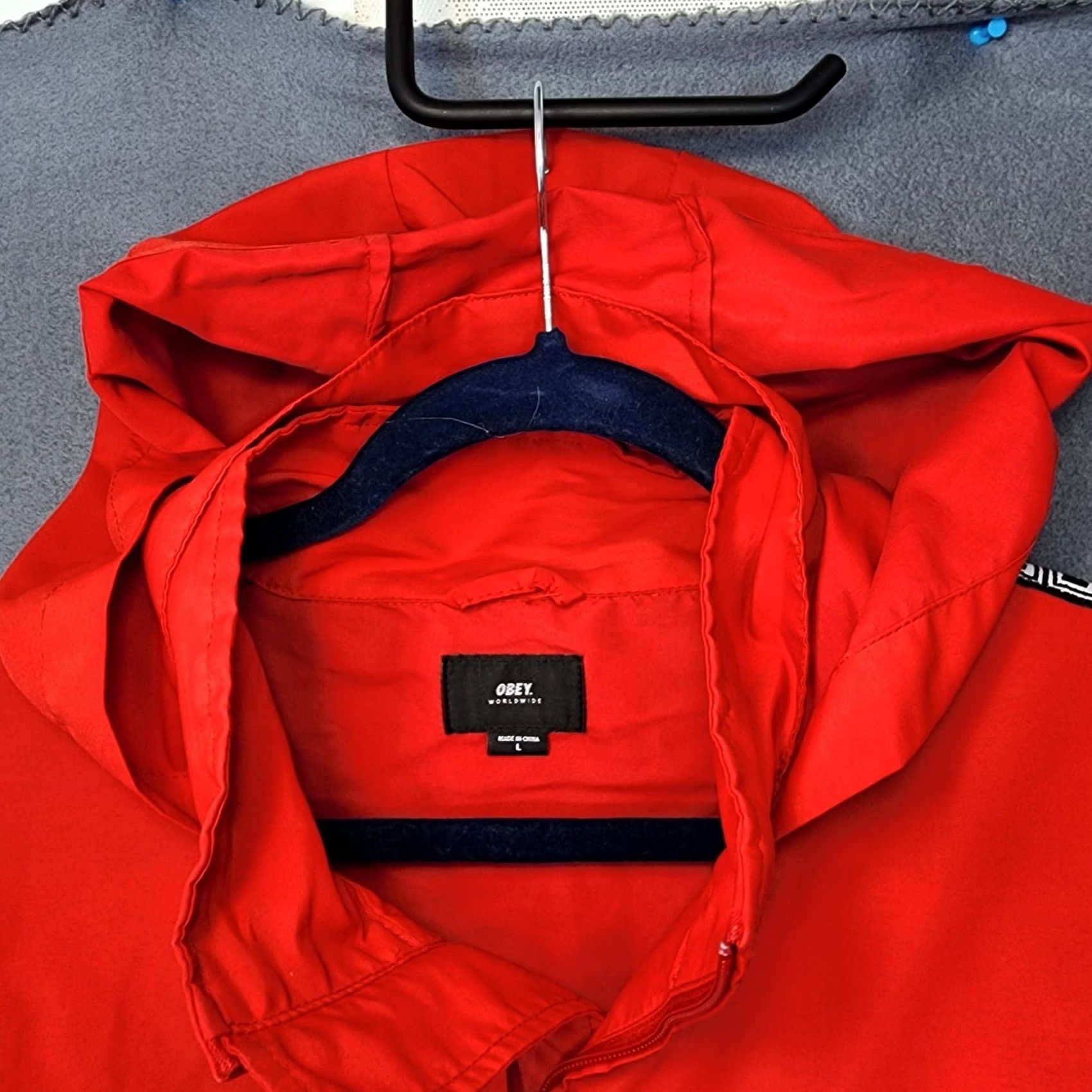 Obey OBEY Worldwide Mens Jacket Large Red Windbreaker Hooded Outdoor Hiking Gorpcore L Red Windbreaker Mens Jacket Size US L / EU 52-54 / 3 - 7 Thumbnail