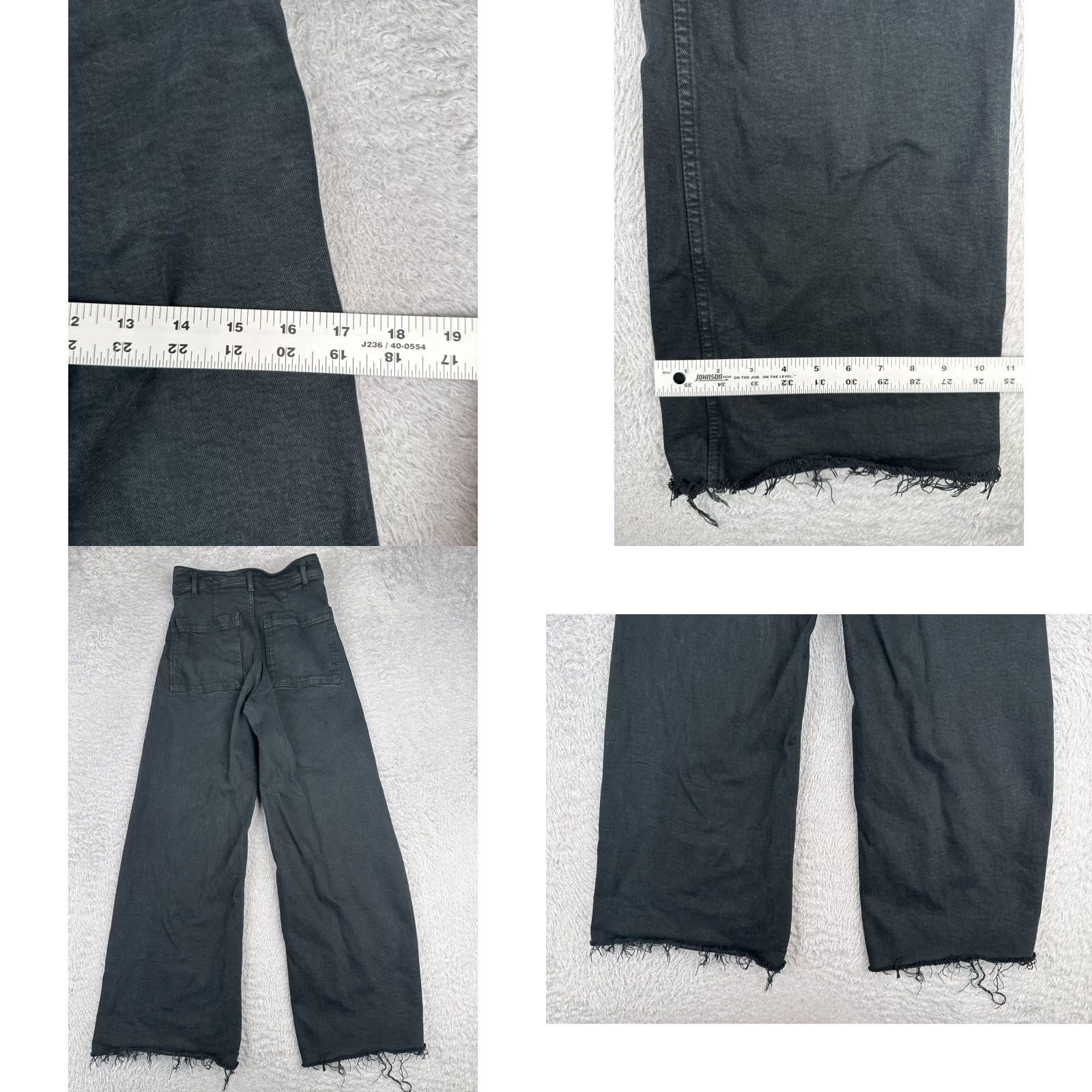 Zara Zara Jeans Women 2 Black Denim Wide Leg High Rise Zip Fly Cotton Blend 24X28 Size 26" / US 2 / IT 38 - 9 Thumbnail