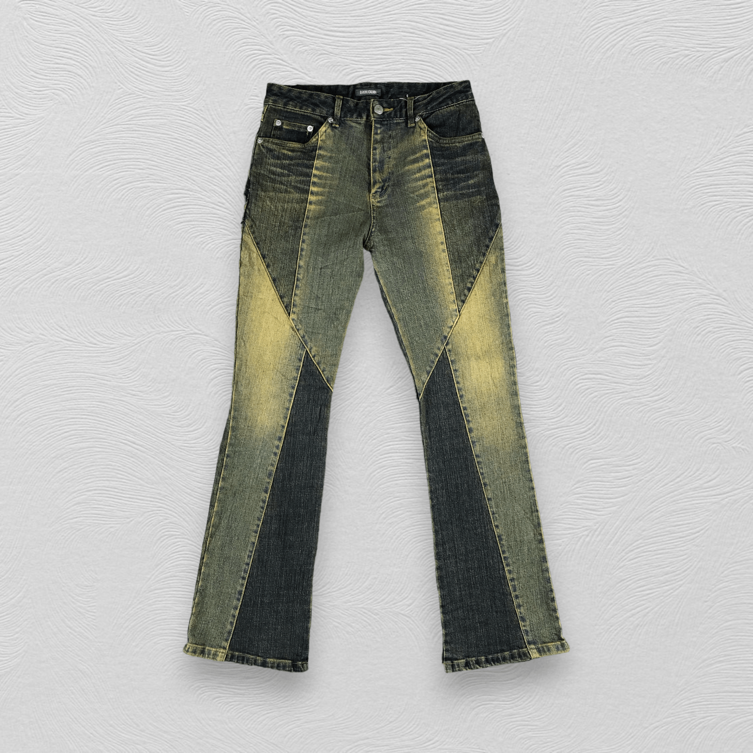 image of Vintage Browdwin Jeans Patchwork Rusty Wash Flare Denim Kj1332 in Faded, Men's (Size 28)