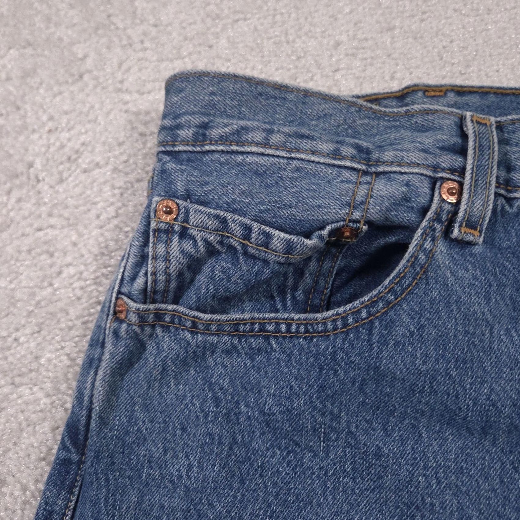Levi's Levi's 501 Jeans Mens 38x34 Medium Blue Button Fly Straight Leg Denim Red Tab Shirt? Size US 38 / EU 54 - 4 Thumbnail