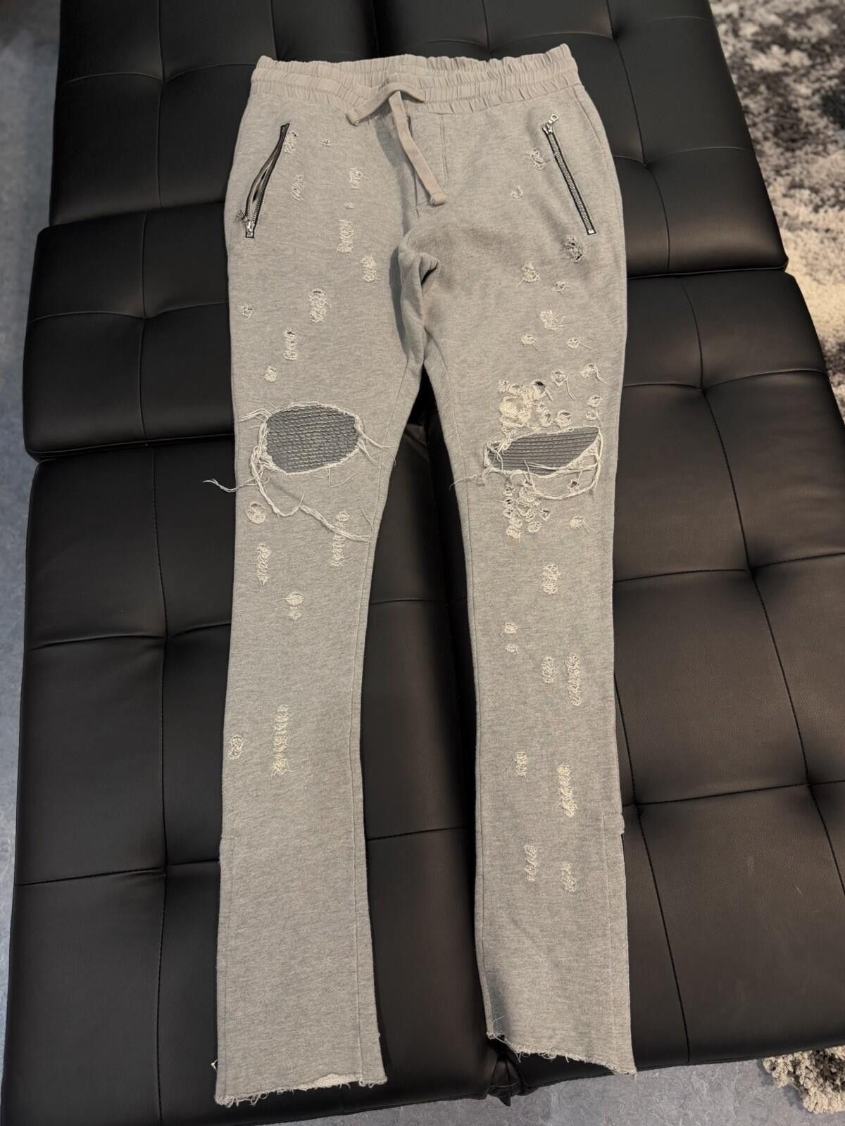 Amiri AMIRI Grey Distressed Sweatpants Men’s Size XS Size US 28 / EU 44 - 4 Thumbnail