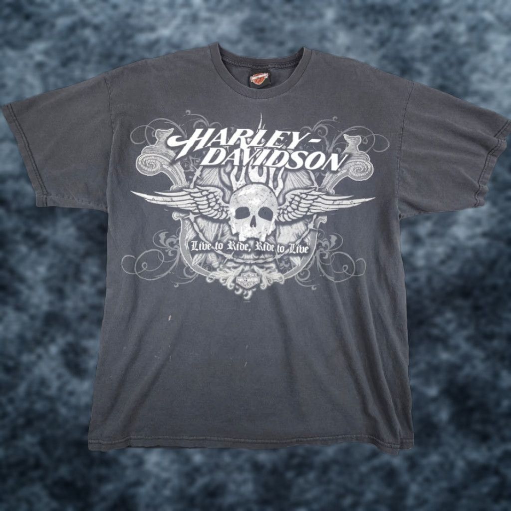 Harley Davidson VINTAGE Harley-Davidson T Shirt Mens XL Black Cotton Crew Neck Short Sleeve Double-Sided 2000s Y2K Twin Cities Blaine Minnesota GPS? Size US XL / EU 56 / 4 - 1 Thumbnail