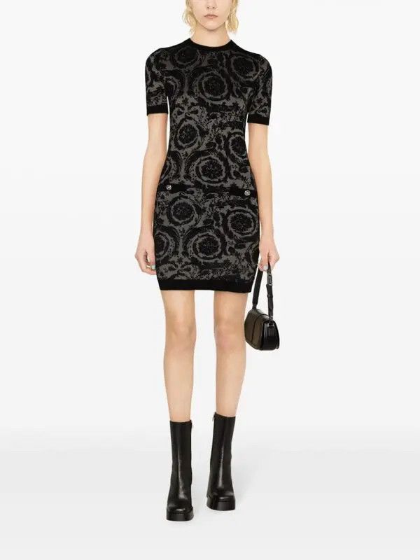 Versace o1y0226 Mini Dress in Black/Gray Size XS / US 0-2 / IT 36-38 - 1 Thumbnail
