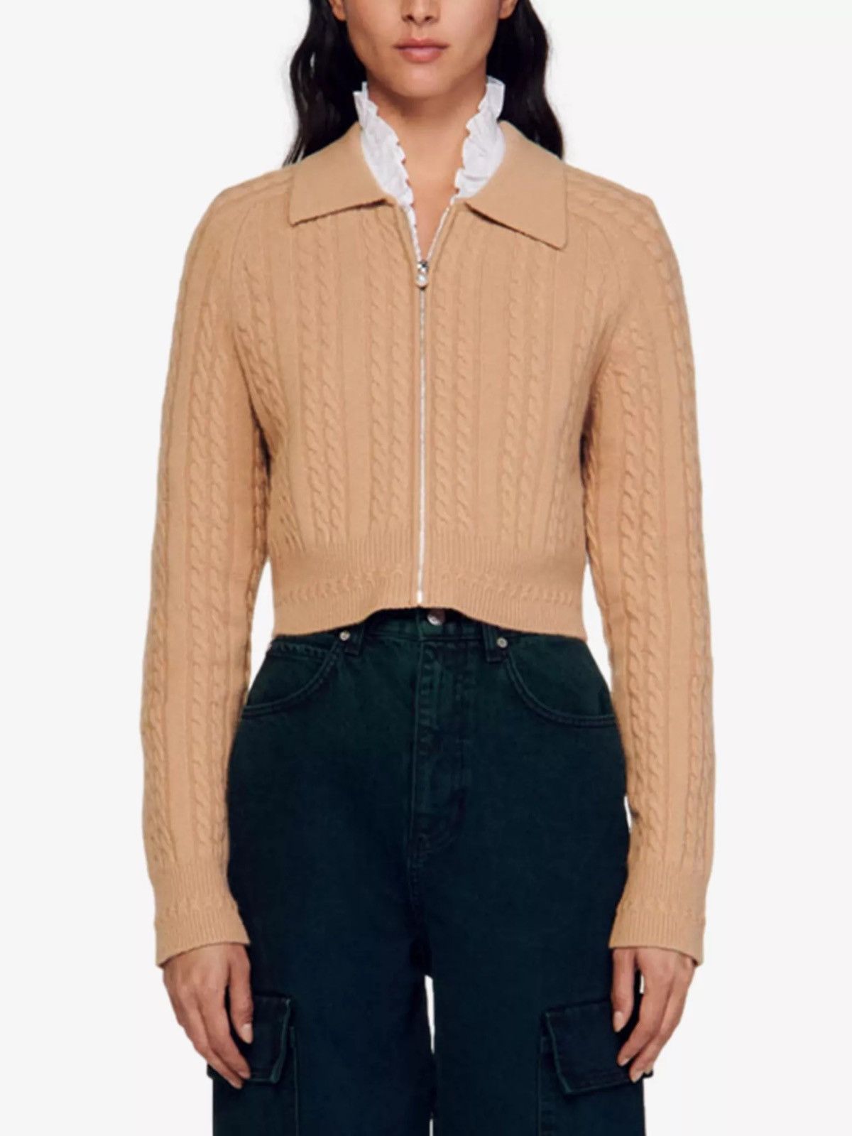 Sandro Sandro Cheryl Cabel Knit Cropped Wool and Cashmere Cardigan Size XXS / US 00 / IT 34 - 2 Thumbnail