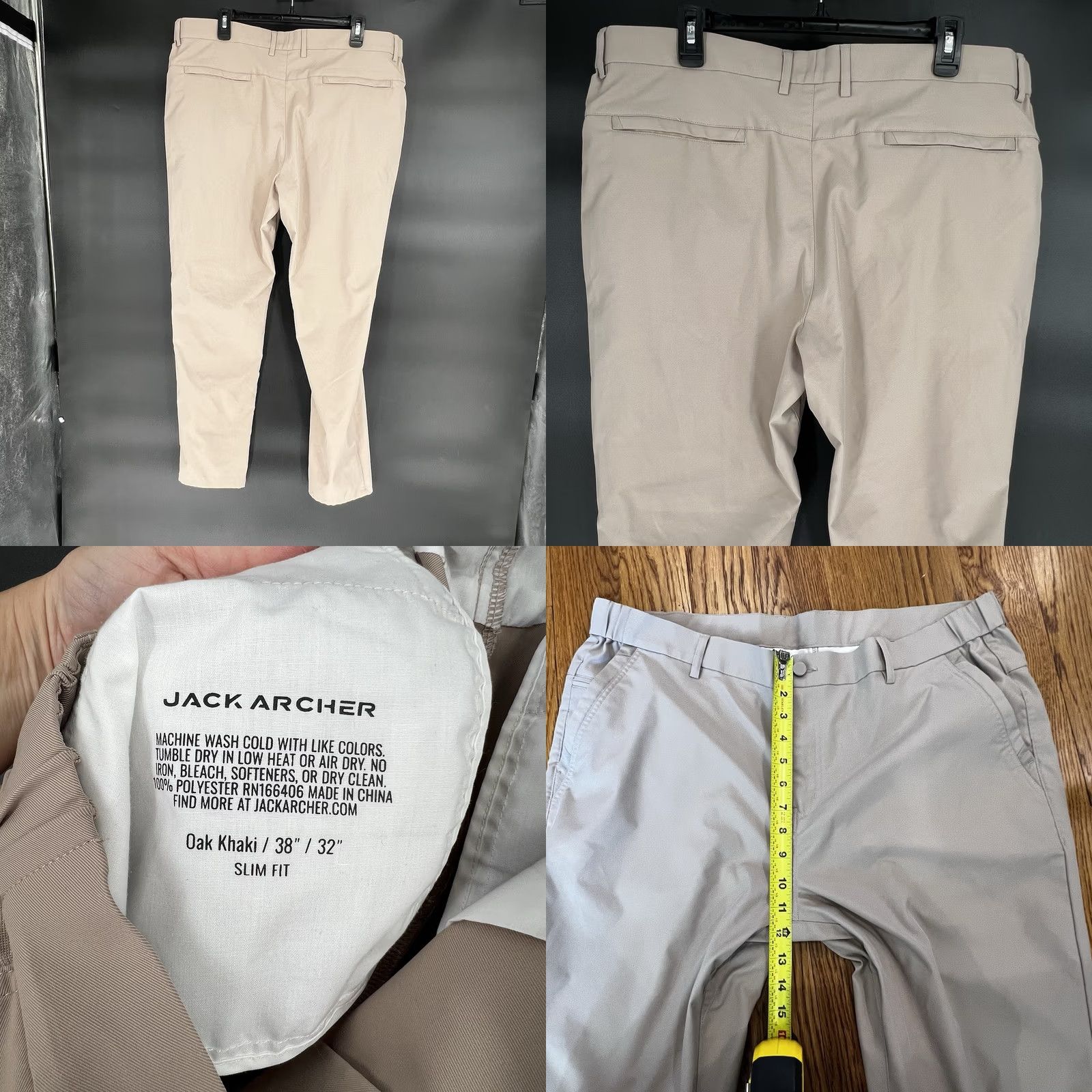 Vintage Jack Archer Pants Mens 38x31 Oak Khaki Slim Fit Golf Chino Performance Size US 38 / EU 54 - 8 Thumbnail