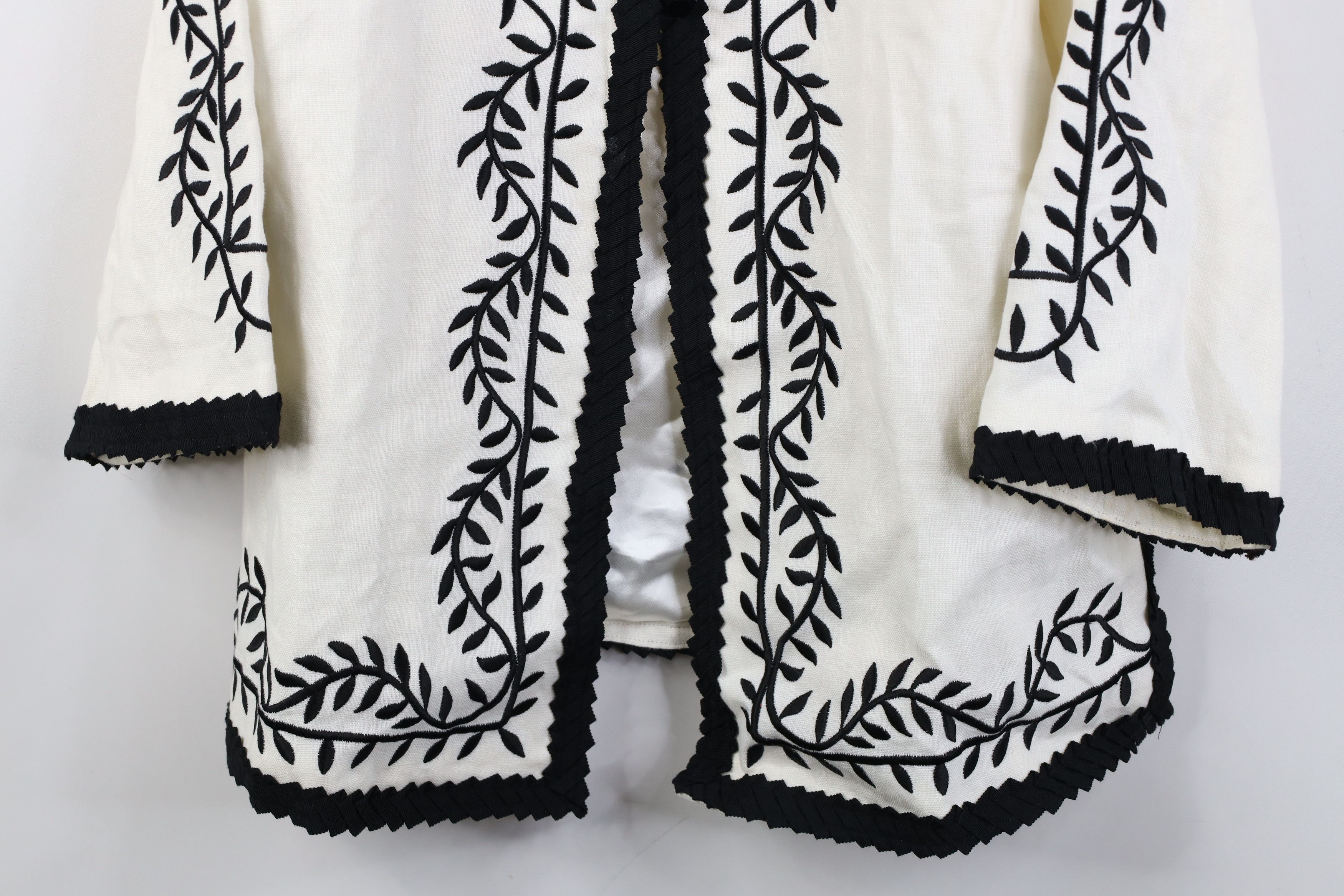 Vintage Vintage 90s Streetwear Embroidered Leaf Blazer Jacket White Size L / US 10 / IT 46 - 3 Thumbnail