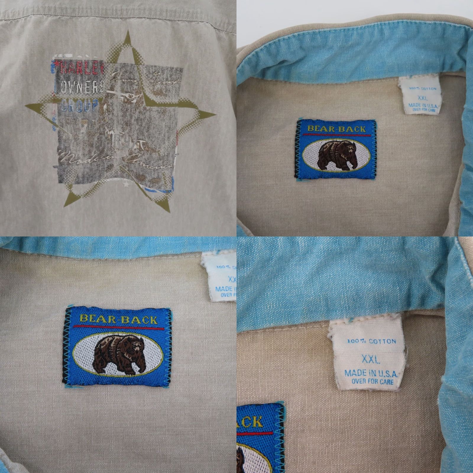 Vintage VINTAGE Bear Back Shirt Men 2XL Beige Cotton Button-Up Short Sleeve Collared Top Top VTG Size US XXL / EU 58 / 5 - 8 Thumbnail