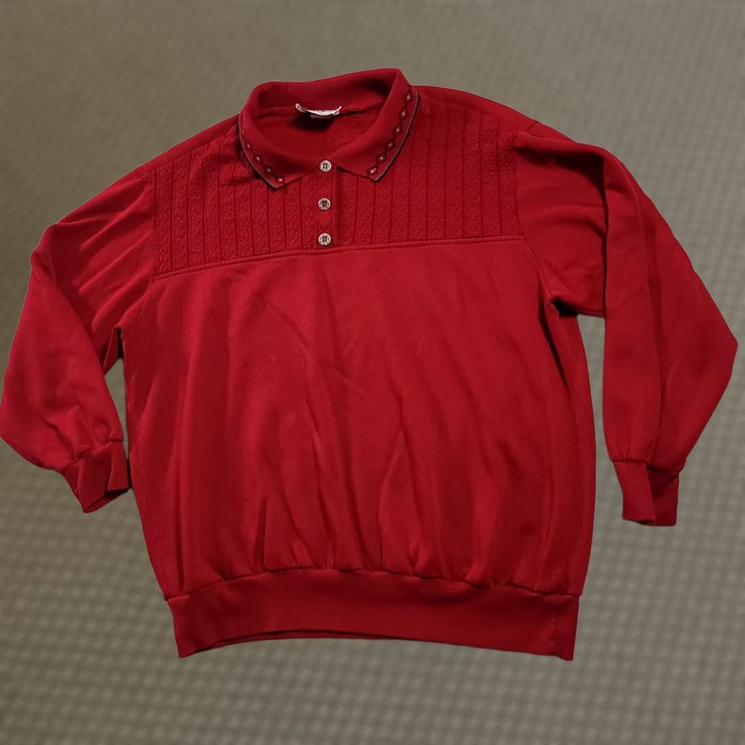 Vintage YS Studio Young Stuff Sweater Women’s 1X Red Long Sleeve Collared Retro VTG Size XL / US 12-14 / IT 48-50 - 1 Thumbnail