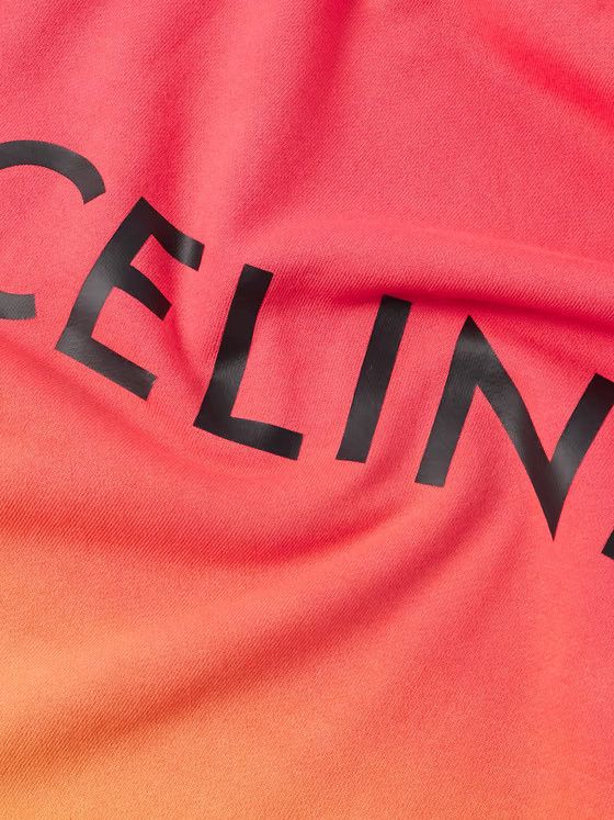 Celine os11x1224 Logo-Print Ombré Cotton-Jersey Hoodie Coral Size US XL / EU 56 / 4 - 4 Thumbnail