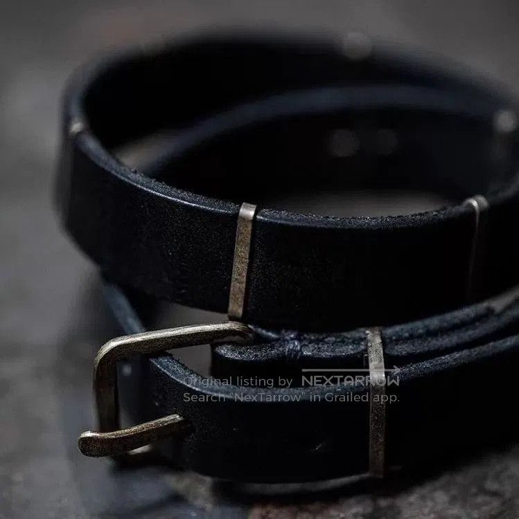 Ma+ Black Leather Belt with Metal Buckle. Size ONE SIZE - 1 Thumbnail