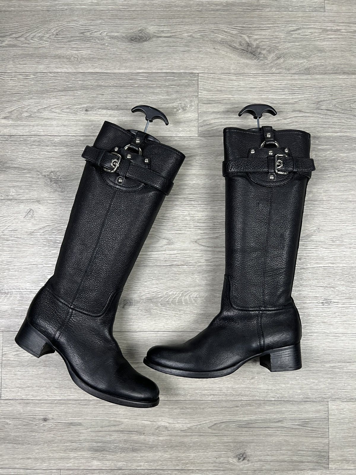 Car Shoe By Prada Biker Riding Knee High Boots