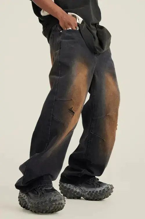 Japanese Brand × Jean Vintage washed grunge wide leg jeans Size US 32 / EU 48 - 3 Thumbnail