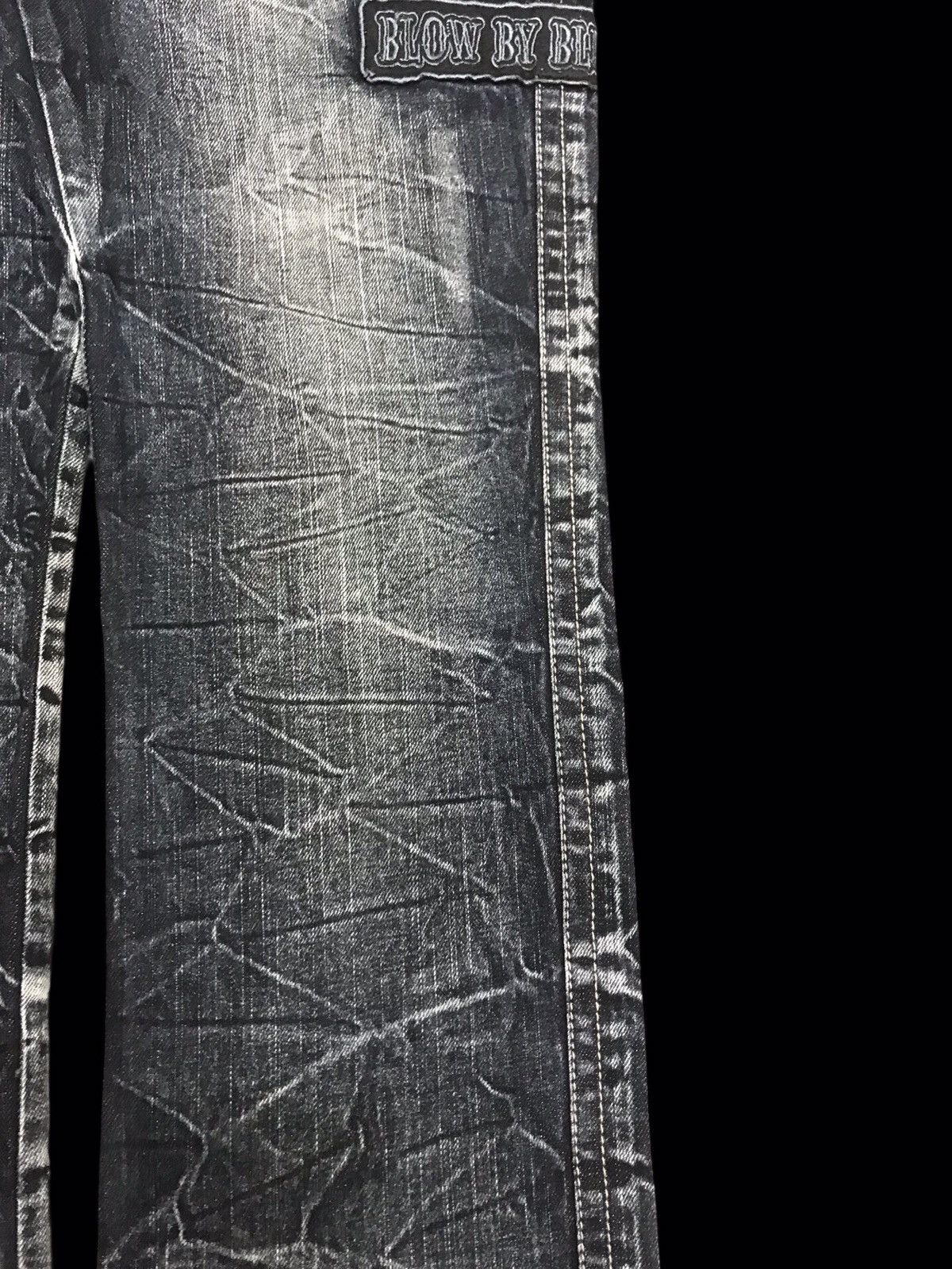 Japanese Brand 💥PUNK DENIM💥BLOW BY BLUE CRACKED FADES PATCHES DENIM F185 Size US 31 - 5 Thumbnail