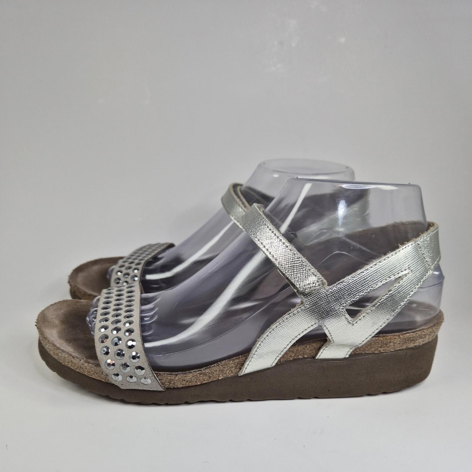 Dries Van Noten NAOT Women Sz9 Hero Strappy Wedge Silver Boho Sandals Size US 9 / IT 39 - 2 Thumbnail