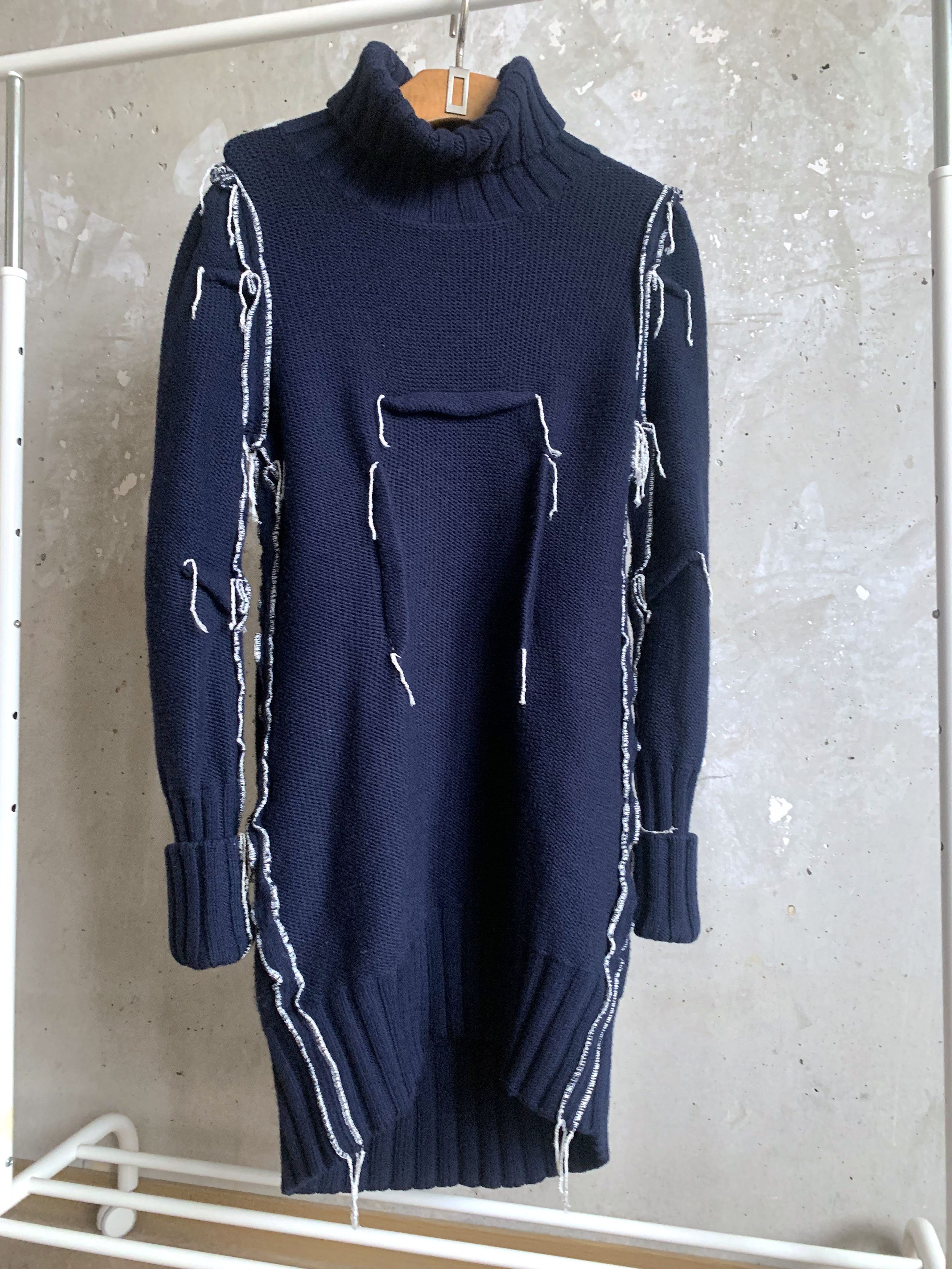 H&M × Maison Margiela Maison Margiela H&M Navy Merino Wool Darted Sweater Dress Size L / US 10 / IT 46 - 1 Thumbnail