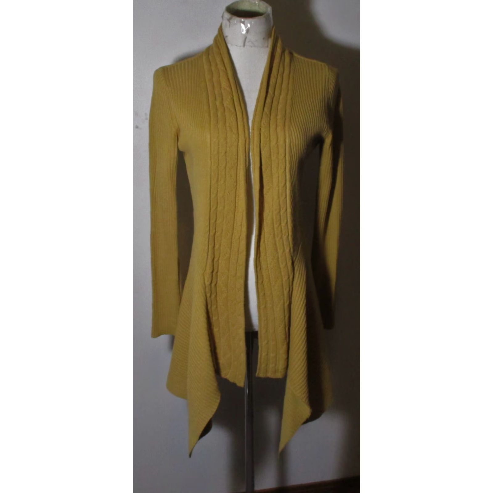 Vintage DRESSBARN Cardigan Tunic Sweater Women's S Tan Cotton Blend All Seasons Long Sleeve Casual Womens Size S / US 4 / IT 40 - 2 Thumbnail