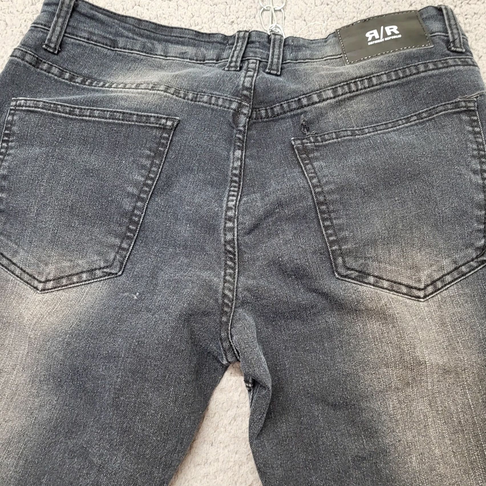 Vintage Refinery Republic Jeans Men’s 34x32 Slim Straight Denim Moto Dark Biker Style Charcoal Gray Jeans Mens Size US 34 / EU 50 - 7 Thumbnail