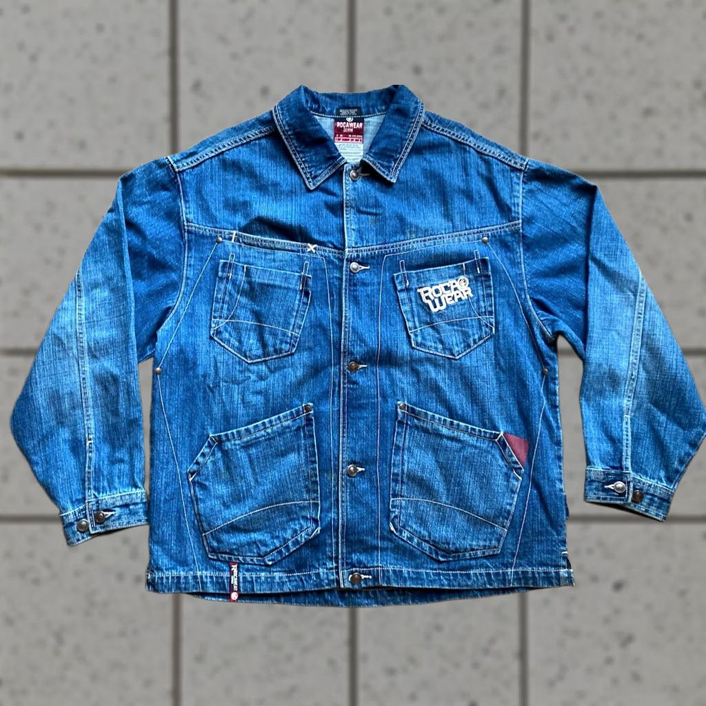 Rocawear VINTAGE Rocawear Denim Jacket Mens Large Y2K Streetwear Baggy Blue Shirt VTG Size US L / EU 52-54 / 3 - 1 Thumbnail
