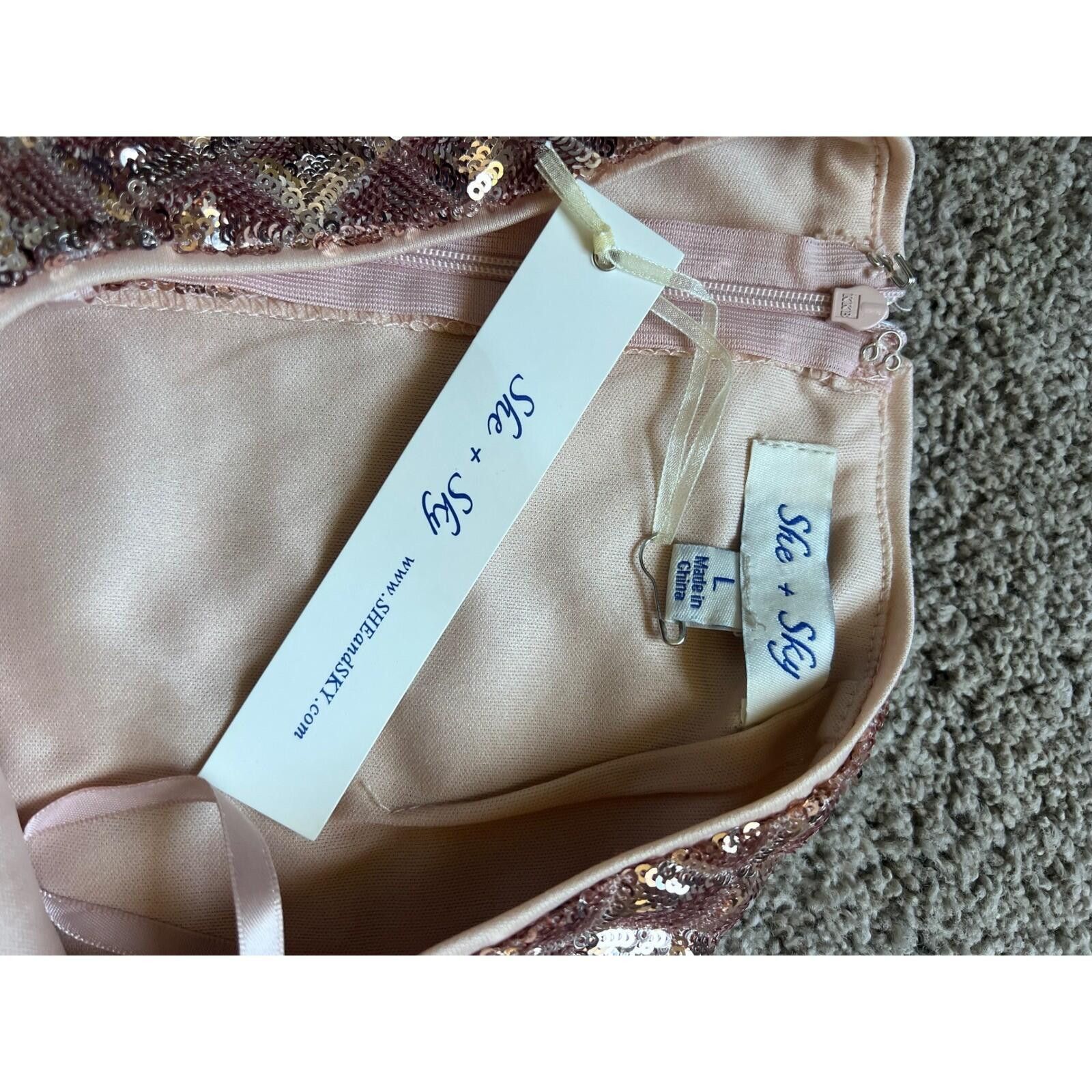 Other She + Sky Rose Gold Sequin Diamond Mini Geometric L Large Size 36" / US 14 / IT 50 - 2 Thumbnail