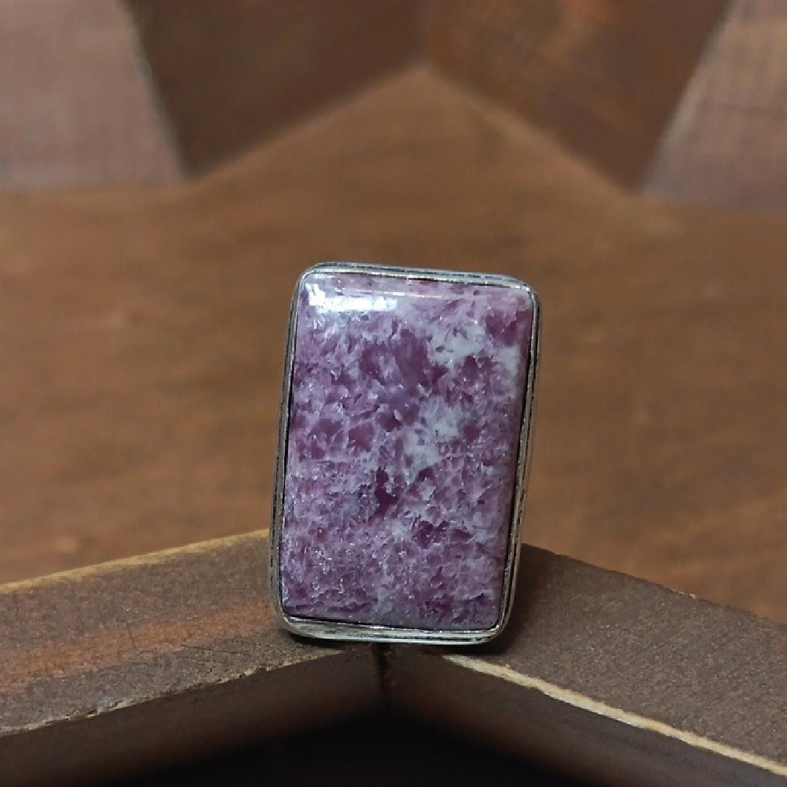 Designer Elegant Purple Lepidolite Stone Ring Size ONE SIZE - 1 Thumbnail