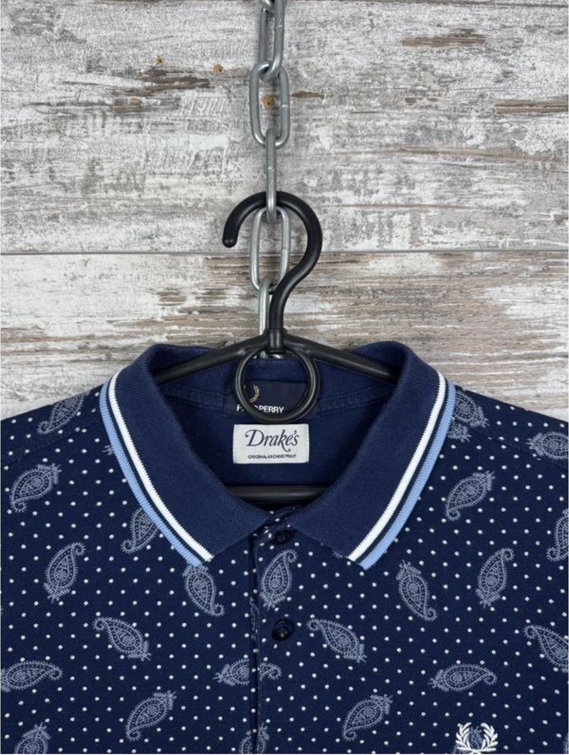 Drake's Drake’s x Fred Perry Paisley Polo T Shirt Mens M Blue Size US M / EU 48-50 / 2 - 4 Thumbnail